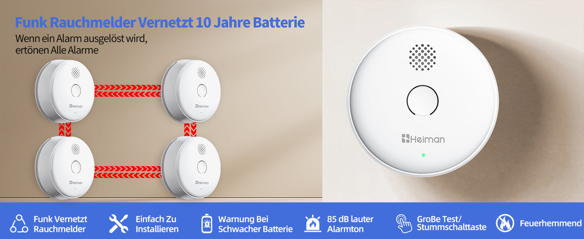 Funk Rauchmelder Vernetzt 10 Jahre Batterie