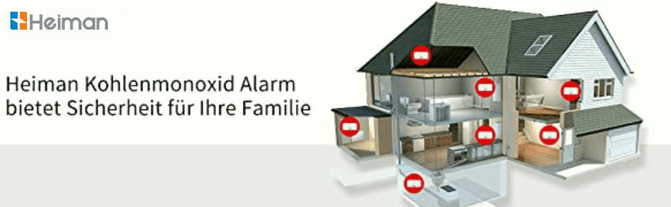 Heiman Kohlenmonoxid-Alarm bietet Sicherheit für Ihre Familie.