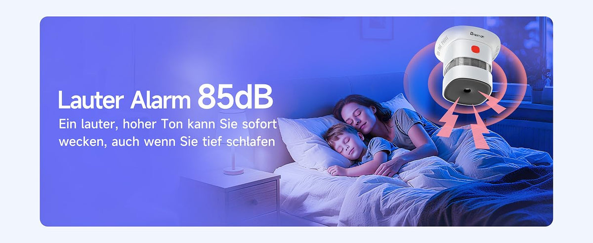 Heiman HS1SA Rauchmelder mit 10 Jahre Batterielebensdauer, genießen Sie ein Jahrzehnt kontinuierlichen, sorgenfreien Schutzes.