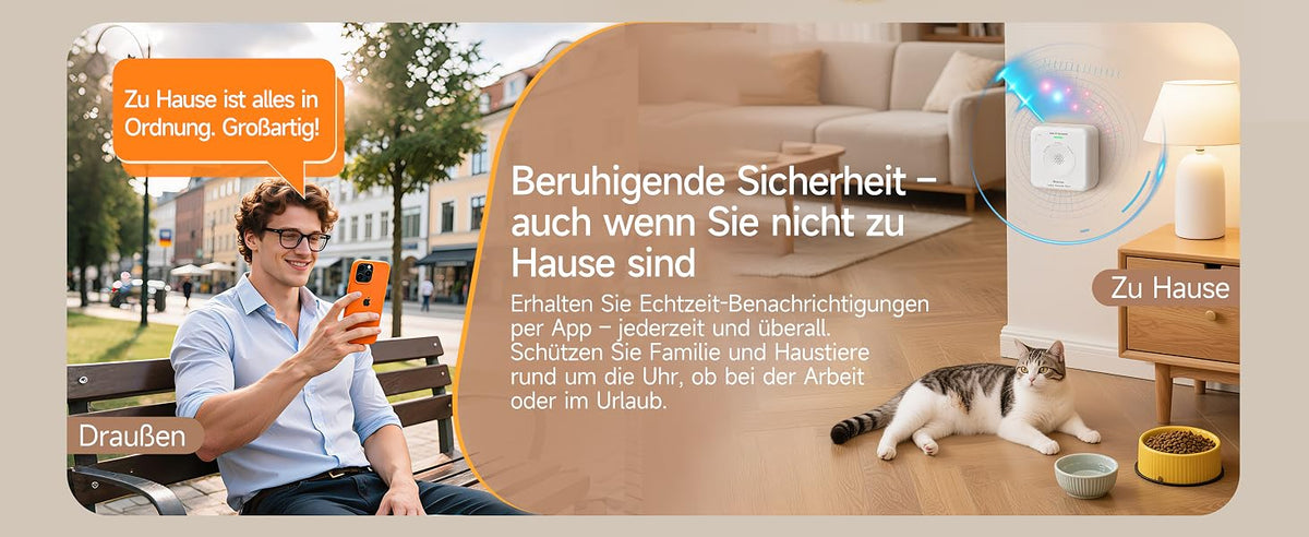 Heiman HM-725ES-M Kohlenmonoxidmelder mit beruhigender Sicherheit – auch wenn Sie nicht zu Hause sind, Echtzeit-Benachrichtigungen per App schützen Familie und Haustiere.