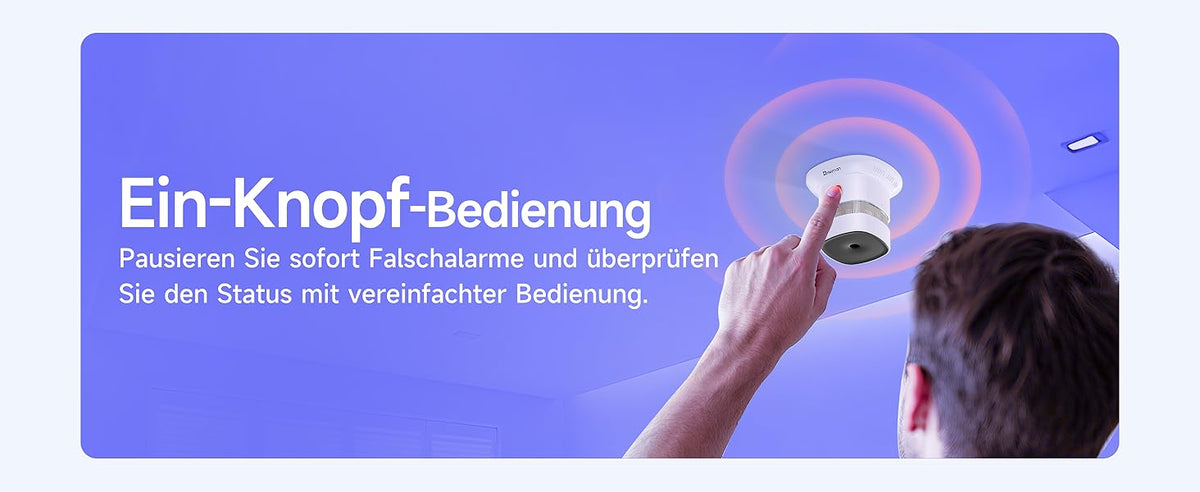 Heiman HS1SA Rauchmelder mit Ein-Knopf-Bedienung, pausieren Sie sofort Fehlalarme und überprüfen Sie den Status mit vereinfachter Bedienung.