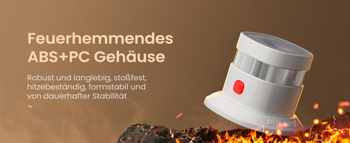 Heiman HS1SA-M Rauchmelder mit feuerhemmendem ABS+PC Gehäuse, robust und langlebig, stoßfest, hitzebeständig, formstabil und von dauerhafter Stabilität.