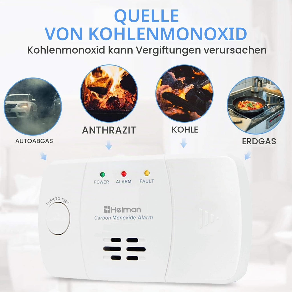 Heiman HM-722ES-A CO Melder Kohlenmonoxidmelder mit Batteriebetrieben