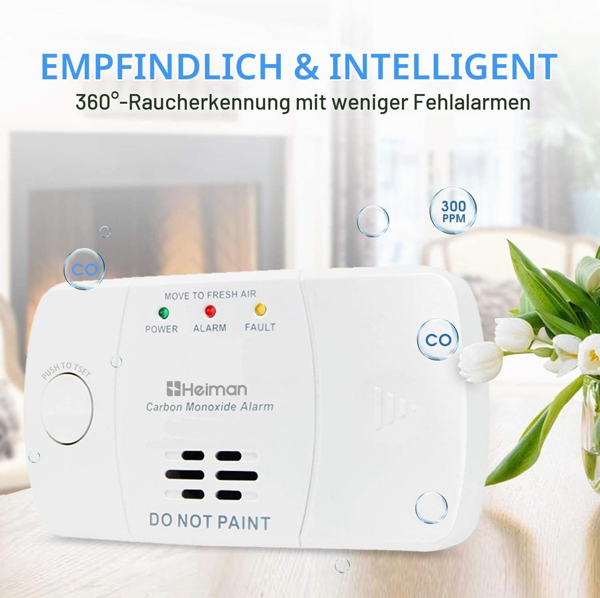 Heiman HM-722ES-A CO Melder Kohlenmonoxidmelder mit Batteriebetrieben