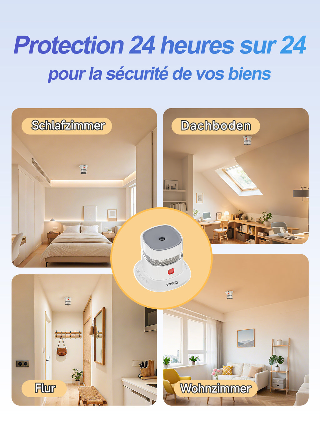 Heiman S1-R Smoke Detectors,Interconnected Smoke Aalrm Battery Operated, UL 2034 5th Certified, Wireless Small Mini Carbon Monoxide Alarm for Home Rental Apartment（副本）