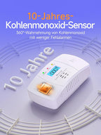 Heiman HM-722ESY-G Kohlenmonoxid Melder mit 10 Jahren Lebensdauer des Sensors, zuverlässiger Langzeitschutz für Ihr Zuhause.

