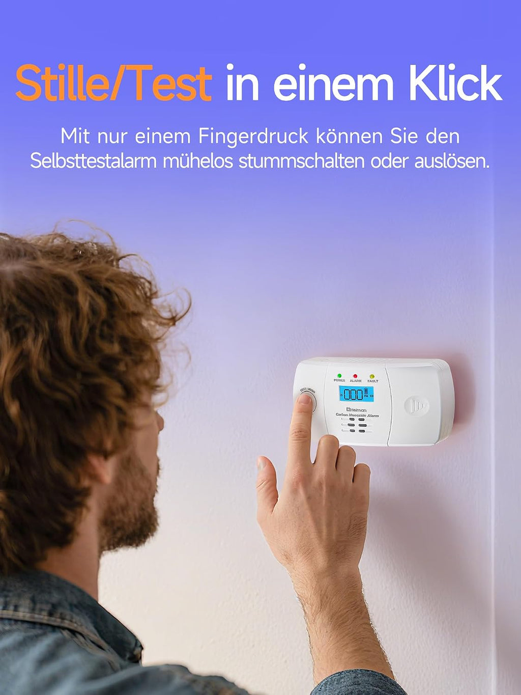 Heiman HM-722ESY-G Kohlenmonoxid Melder, Alarm in weniger als 3 Minuten bei gefährlichen CO-Werten, schnelle Reaktion für maximale Sicherheit.

