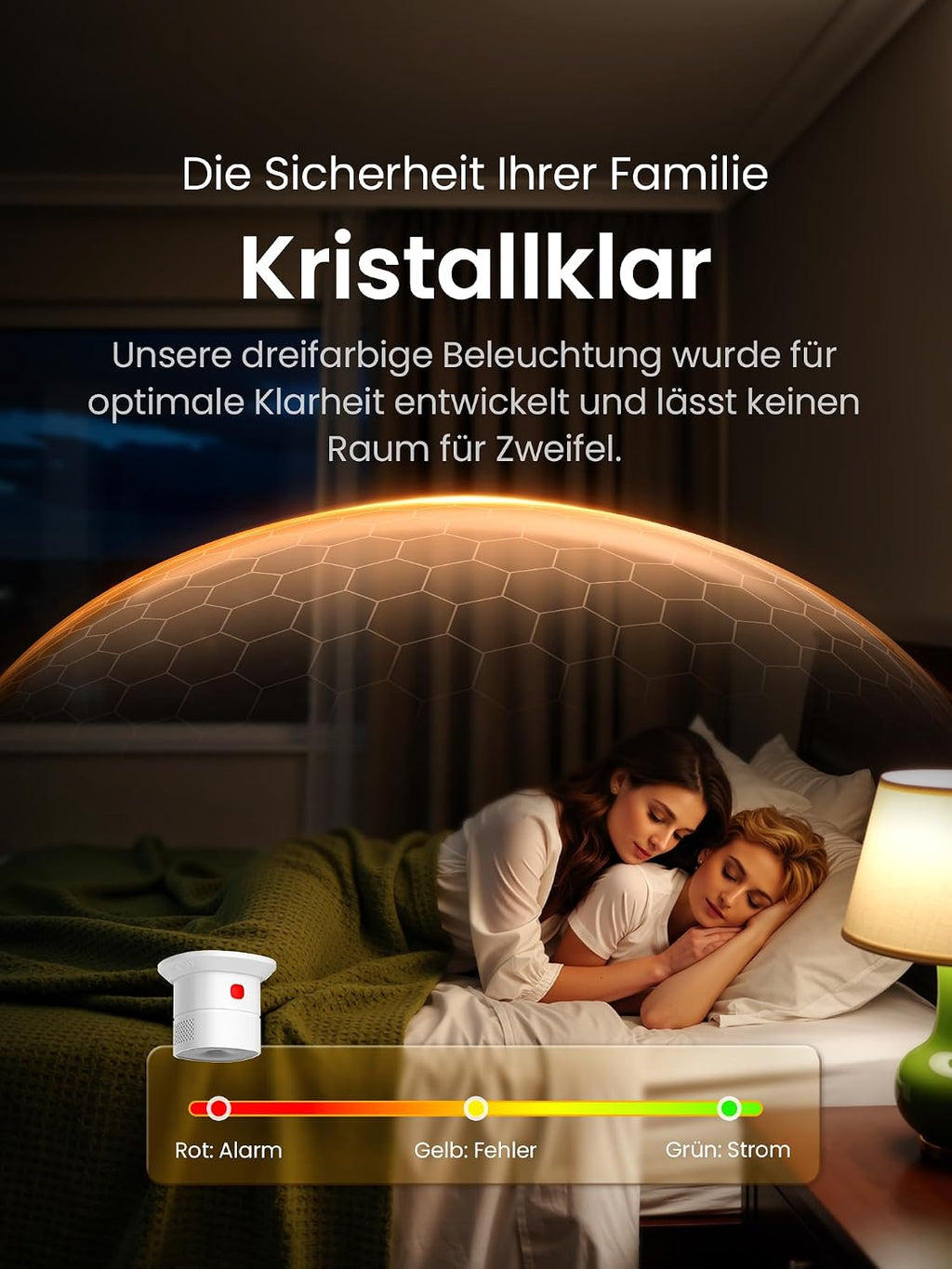 Heiman HS1CA Kohlenmonoxidmelder, kompaktes und elegantes Design, ausgezeichnet mit dem Red Dot Design Award.

