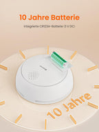 Heiman HM2SA-1W-T Rauchmelder mit 10 Jahren Batterielebensdauer, ausgestattet mit einer langlebigen 3V Lithium-Batterie für sorgenfreien Schutz.

