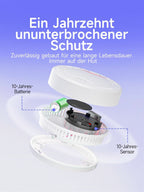 Heiman 626PHS Rauchmelder mit 10 Jahren Lithium-Batterie, fest verbaut und wartungsfrei, keine Folgekosten für den Batteriewechsel.

