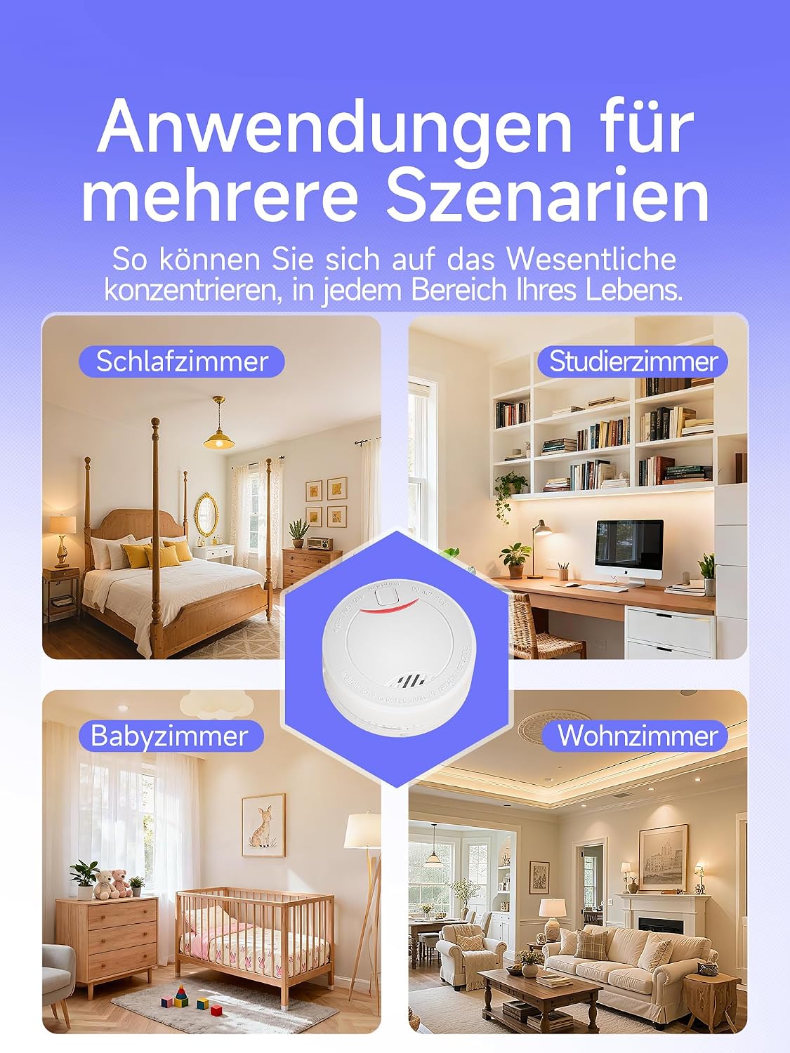 Heiman 626PHS Rauchmelder, Anwendungen für mehrere Szenarien, geeignet für Küche, Flur, Keller und weitere Bereiche im Haus.

