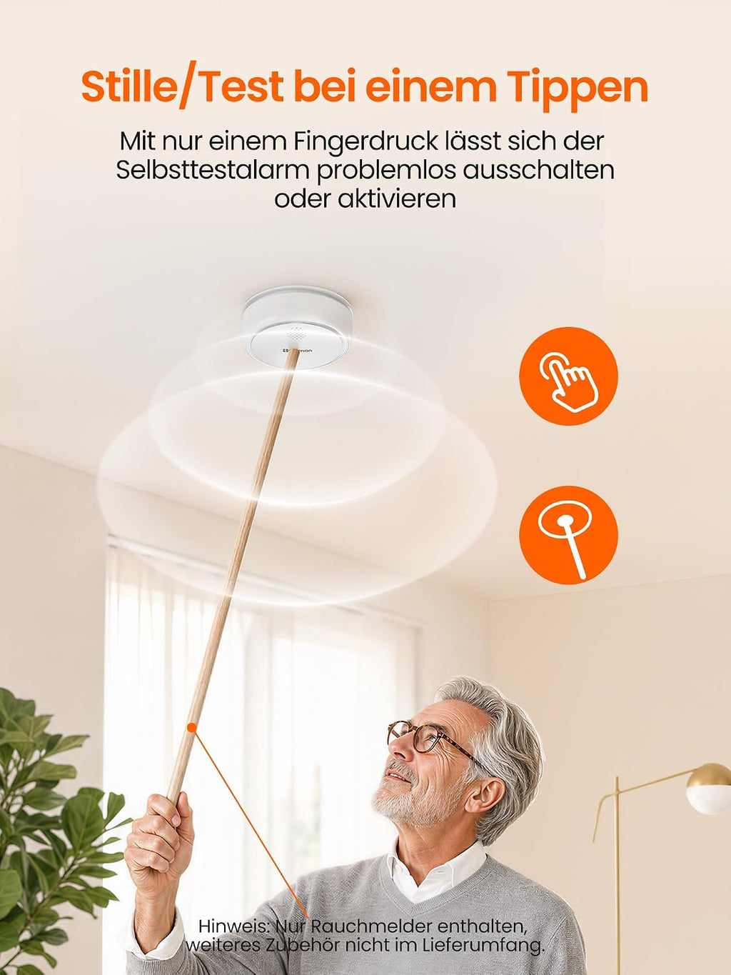 Heiman HM2SA-3S-T Rauchmelder 10 Jahre Batterie mit Magnethalterung, 6 Stück