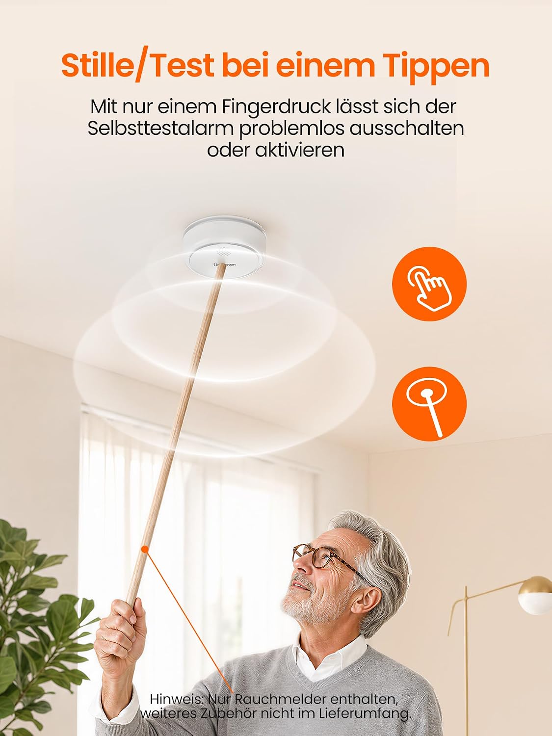 Heiman HM2SA-3S-T Rauchmelder 10 Jahre Batterie mit Magnethalterung, 6 Stück