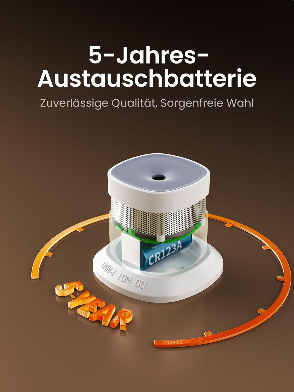 Heiman HS1SA-M Rauchmelder with replaceable 10-year battery, easy to replace and maintain for long-lasting safety.


