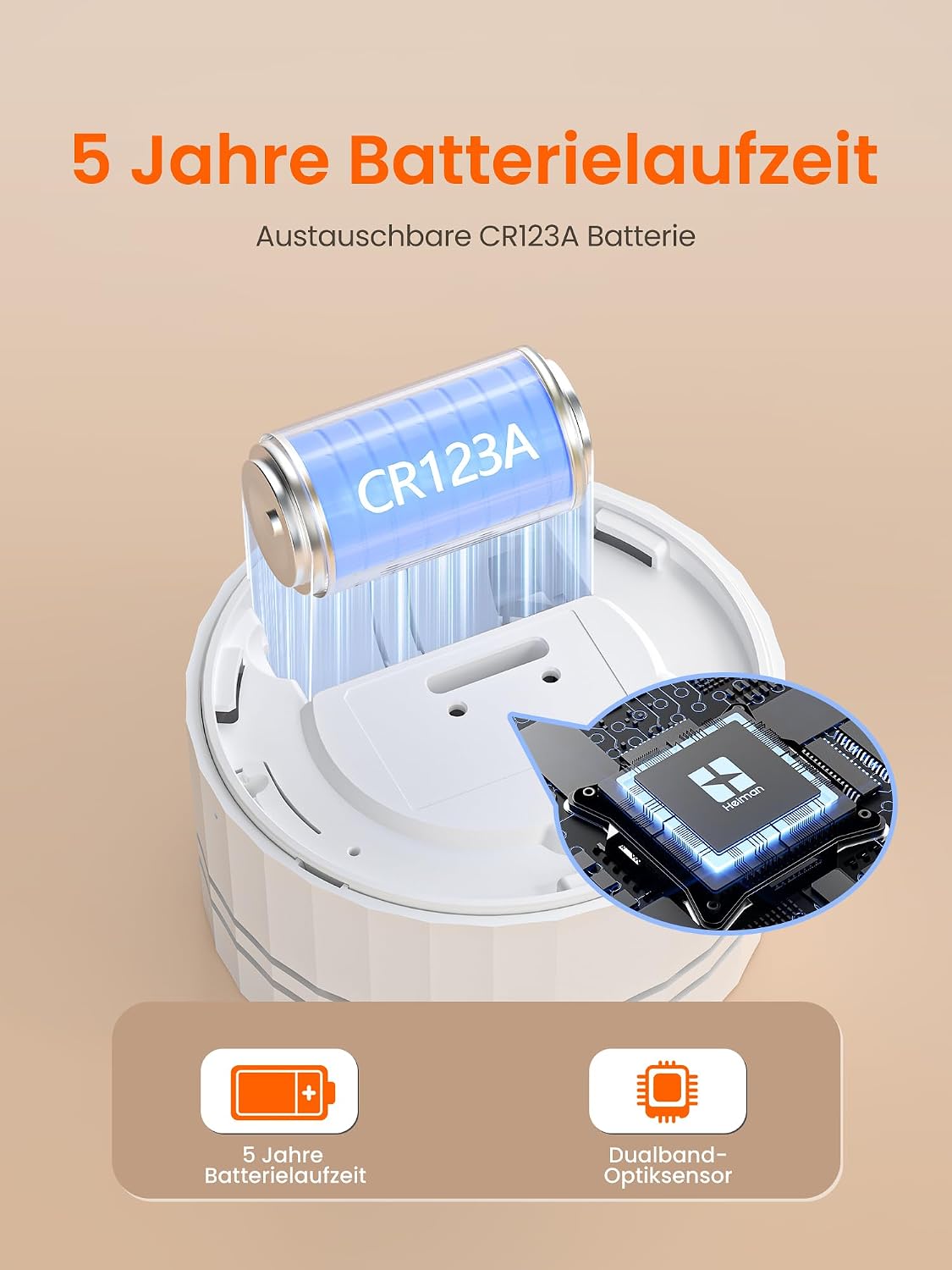 Heiman S1-TM Rauchmelder, einfache Installation und Inbetriebnahme mit Matter-Unterstützung, ideal für die schnelle Montage.

