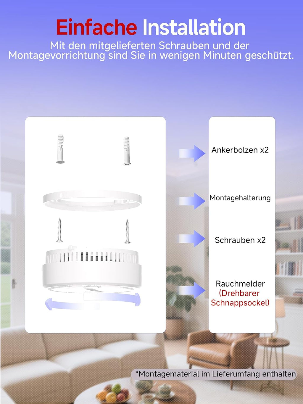 Heiman 625phs Rauchmelder mit 10 Jahren Batterielebensdauer