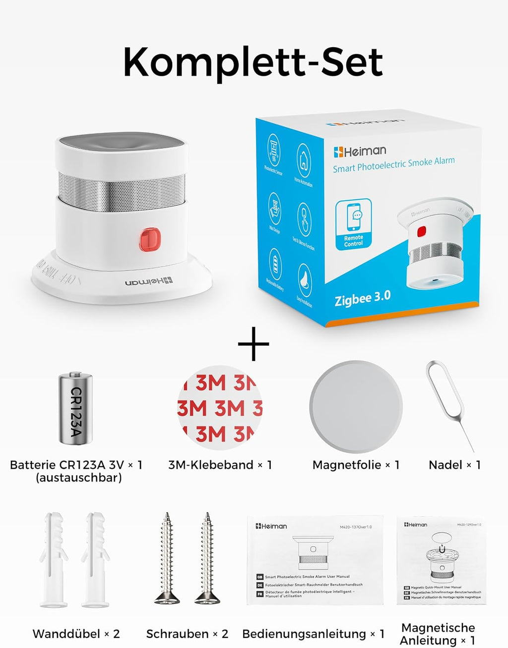 Heiman HS1SA-E Plus Smart Zigbee Rauchmelder Smart für Home Assistant ZHA & Z2M