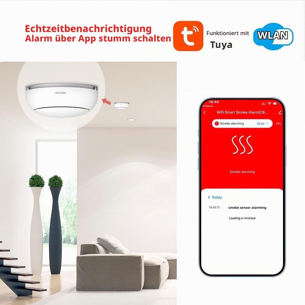 Heiman  WS2SA-1-TY WiFi Rauchmelder mit App und Austauschbarer Batterie