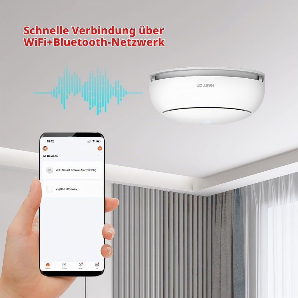 Heiman  WS2SA-1-TY WiFi Rauchmelder mit App und Austauschbarer Batterie