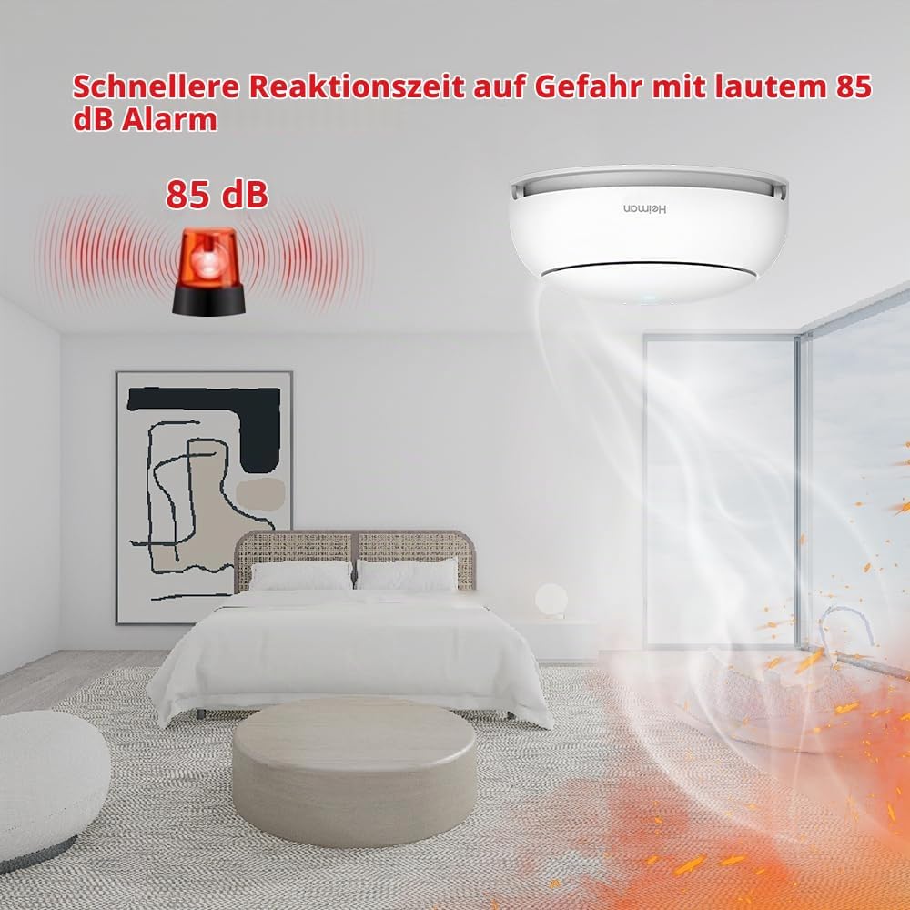 Heiman  WS2SA-1-TY WiFi Rauchmelder mit App und Austauschbarer Batterie